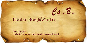Csete Benjámin névjegykártya
